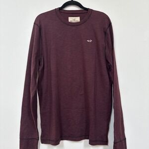 New Y2K Hollister Men's XL Henley Shirt Red Long Sleeve‎ Logo
